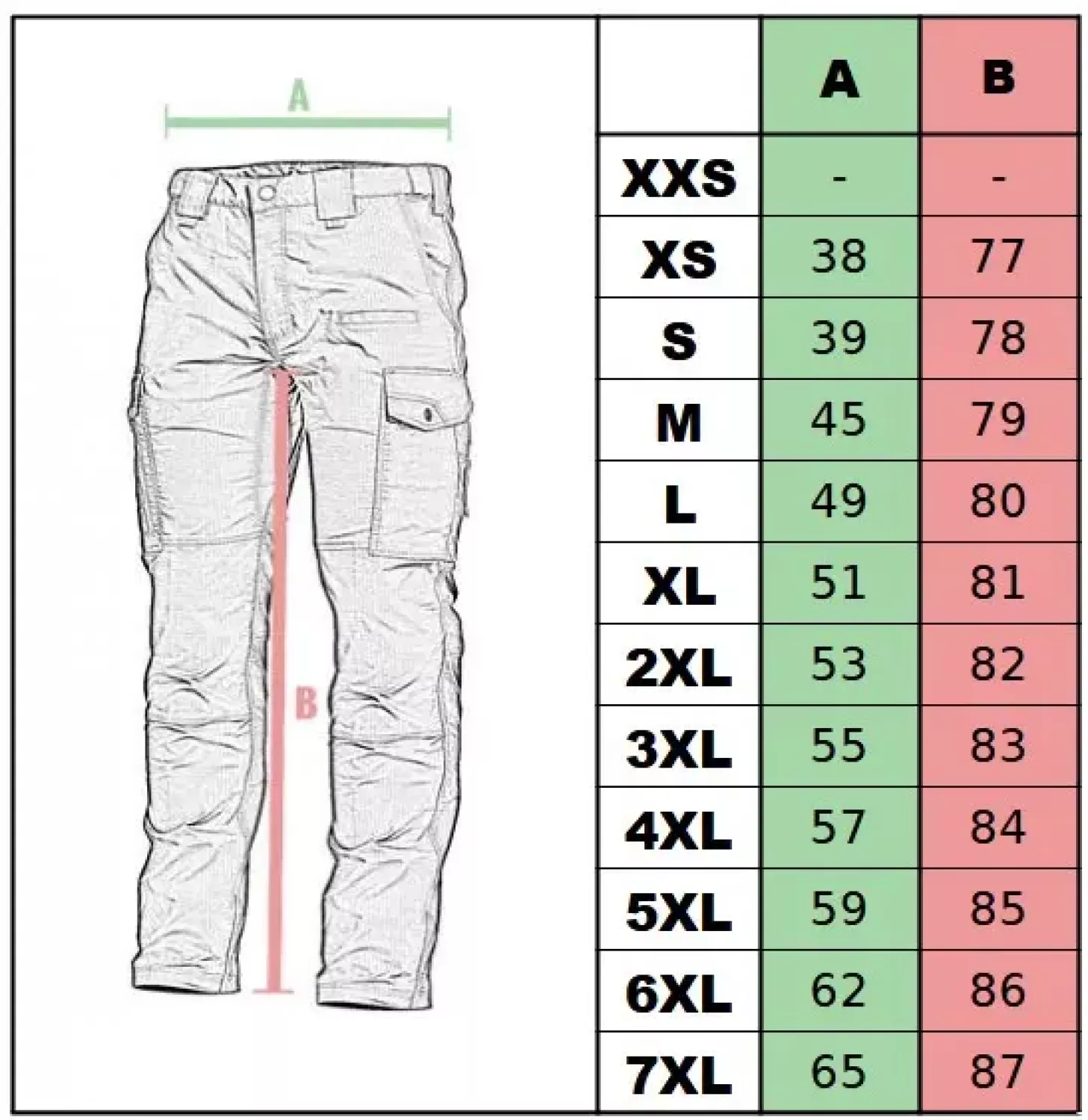 veľkostná tabuľka - Ranger Field Pants poľné nohavice od Mil-Tecu